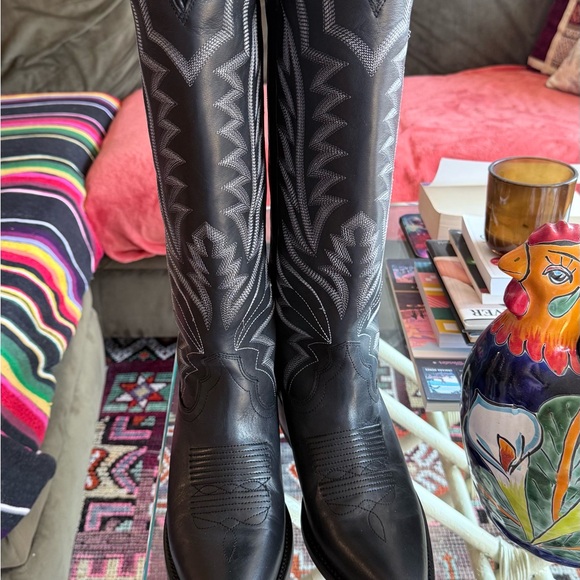 UPDATED - Tecovas The Abby - Black Embroidered Women's Cowboy Boots - Picture 4 of 7